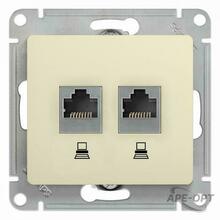 Изображения товара Glossa Бежевый Розетка 2-ая компьютерная RJ45+RJ45, кат.5E | GSL000285KK | SE