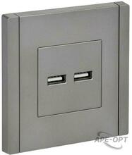 Изображения товара FORTE&PIANO Розетка USB A+A 3,1А FP549 сталь | FP-U21-D31-K46 | IEK
