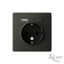 Изображения товара ArtGallery Базальт Розетка 16А с 2 USB A+C, 5В/2,4А/3,0А, 2х5В/1,5А, механизм | GAL001432 | SE
