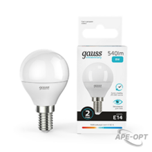 Изображения товара Лампа светодиодная LED 8Вт E14 220В 4100К Elementary шар | 53128 | Gauss
