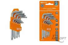 Изображения товара Набор ключей "TORX" с отверстием 9 шт: Т10-Т50 (держатель в блистере), CR-V сталь "Алмаз" | SQ1021-0102 | TDM