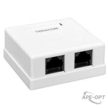 Изображения товара Розетка настенная TERACOM Cat.5E неэкранированная 2 порта RJ-45 Dual IDC белая | TRC-WBOX-2RJ45-5EUTP-WH | EKF