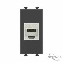 Изображения товара Компьютерная розетка RJ-45 без шторки модульная, кат.6А экранированная, "Avanti", "Черный матовый", 1 модуль | 4412771 | DKC