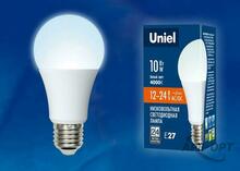 Изображения товара Лампа светодиодная LED-A60-10W/NW/E27/FR/12-24V PLO55WH LED низковольная 12-24В, «груша», мат., 4000К | UL-00002381 | Uniel