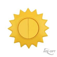 Изображения товара Выключатель двухклавишный HAPPY Солнце скрытой установки, желтый | KR-78-0618 | Kranz