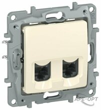 Изображения товара Etika Слоновая кость Розетка компьютерная 2-я RJ45 кат.5Е UTP | 6723551 | IEK