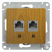 Изображения товара Glossa Дерево Дуб Розетка 2-ая компьютерная RJ45+RJ45, кат.5E | GSL000585KK | SE