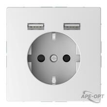 Изображения товара MERTEN SDL Розетка Schuko с 2 USB c зарядным устройством 2,4 A белый лотос | MTN2366-6035 | Schneider Electric