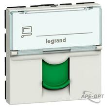 Изображения товара Розетка RJ 45 - Программа Mosaic - категория 6а - STP - 2 модуля - белый с зеленой шторкой - LCS² | 076524 | Legrand