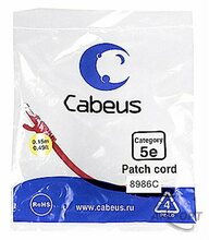 Изображения товара Cabeus PC-UTP-RJ45-Cat.5e-0.15m-RD - Патч-корд U/UTP, категория 5е, 2xRJ45/8p8c, неэкранированный, красный, PVC, 0.15м