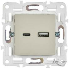 Изображения товара SKANDY Розетка USB A+C 18Вт SK-R13B бежевый | SK-U22-018-K10 | IEK