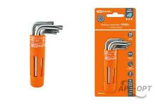 Изображения товара Набор ключей "TORX" с отверстием 7 шт: T9-T30 (круглый держатель в блистере), CR-V сталь "Алмаз" | SQ1021-0101 | TDM