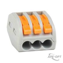 Изображения товара Клемма строительно-монтажная OptiKit СМК 222-413 с рычагом 3 отверстия 0,2-2,5(4,0)мм2 | 351063 | КЭАЗ