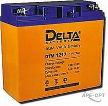 Изображения товара DTM 1217 - Свинцово-кислотный, герметичный аккумулятор Delta, 12В/17Ач, клеммы под болт с гайкой 5.5 мм, 181х77х167мм, 5,7 кг